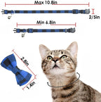 Cat Collar Breakaway with Bell and Bow Tie, Plaid Design Adjustable Safety - Image 7
