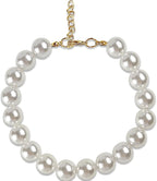 Chunky Pearl Dog Collar for Small Dogs Cats, Adjustable Beaded Dog Collar - Image 7