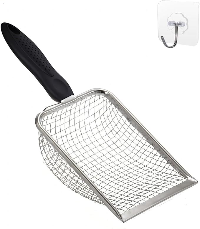 Cat Litter Scooper with Holder, Sturdy Litter Cleaner Corner Shovel, Stainless by Unknown