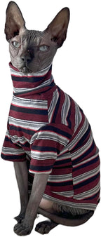 Vintage Stripes Sphynx Hairless Cats Shirt Cotton Cat Turtleneck Pet Clothes - Image 2