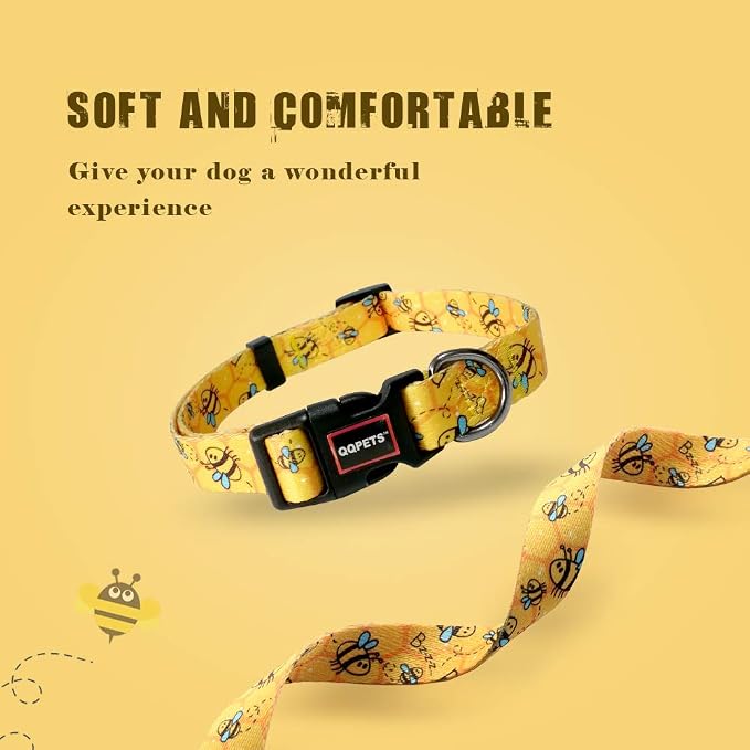 QQPETS Adjustable Soft Dog Collar: Print Flower Pink Multicolor Cute Patterns - Image 4