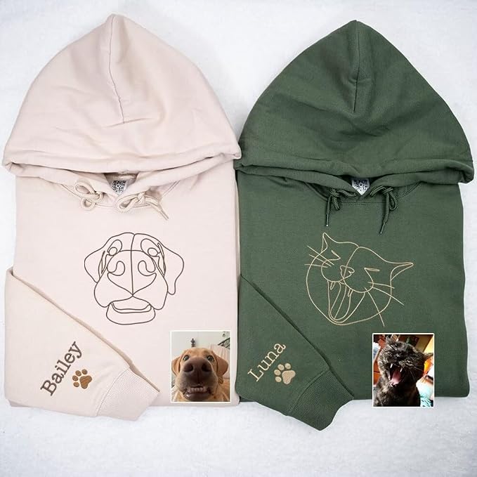 Personalized Embroidered Dog Hoodie, Personalised One-Line Dog Shirt, Unisex - Image 2
