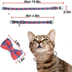 Cat Collar Breakaway with Bell and Bow Tie, Plaid Design Adjustable Safety - Image 7