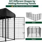 Dog Kennel Outside with Roof, Heavty Duty Welded Dog Crate Playpen with - Image 9
