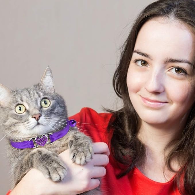 2 Pcs Cat Collars Heart Bling Breakaway - Image 7