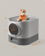Feandrea Cat Litter Box with Lid, XL Enclosed Litter Box with Slide-Out Tray - Image 6