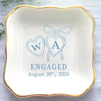 Personalized Locket Wedding Ring Dish, Custom Initial Engaged Rings Holder by Anniversaree