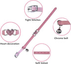 Heart Bling Cat Collar with Safety Belt and Bell Adjustable 8-10 inches - Image 3