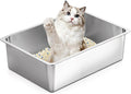 Kirecoo Stainless Steel Cat Litter Box, Large Metal High Sided Cat Pan Box by Kirecoo