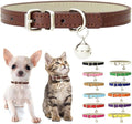 Brown XS Dog Collar with Bell, Soft Pu Leather Cat Collars Adjustable Buckle by Weimostar