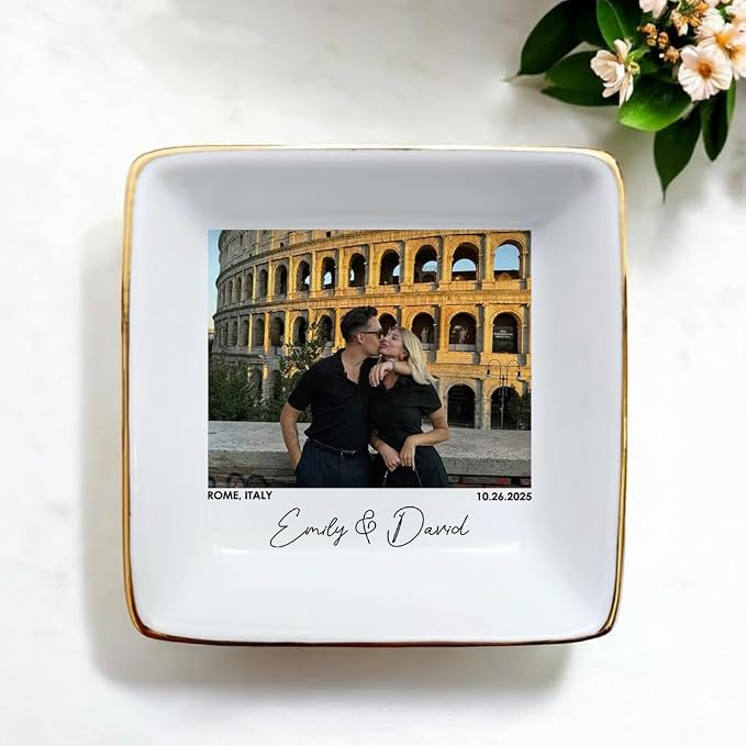 Custom Couple Portrait Photo Ring Dish, Personalized Picture Trinket Tray - Image 4