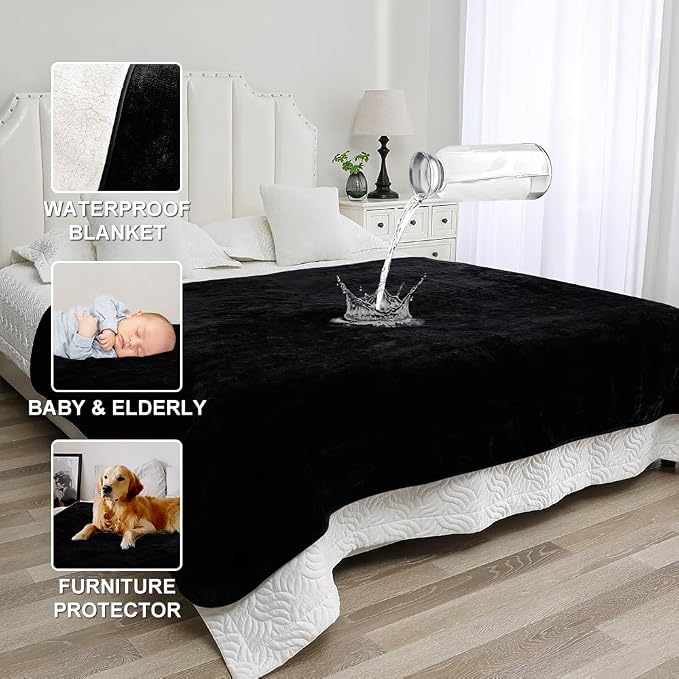 Waterproof Blanket for Beds – Ideal for Couch & Pets Splash Proof Sherpa Throw - Image 3