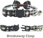 Cat Collar Breakaway with Bell and Bow Tie, Plaid Design Adjustable Safety - Image 5