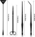 Segarty Longer Aquarium Aquascaping Tools, 4 in 1 Stainless Steel Black - Image 2