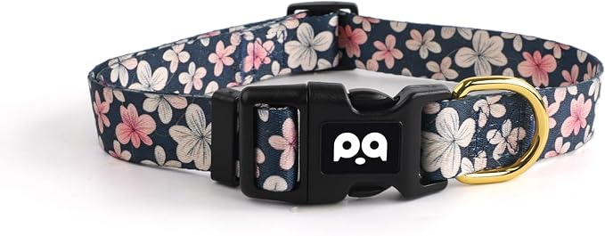 QQPETS Adjustable Soft Dog Collar: Print Flower Pink Multicolor Cute Patterns by QQPETS