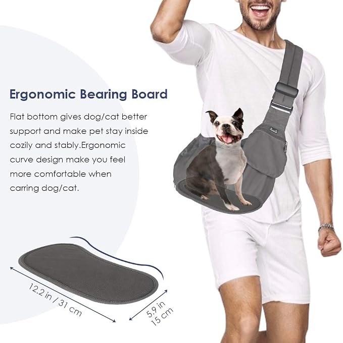 Lukovee Dog Sling Carrier, Hard Bottom Support & Adjustable Soft Padded - Image 2