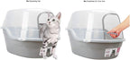 Petphabet Jumbo Hooded Cat Litter Box, Extra Large Gray - Image 3