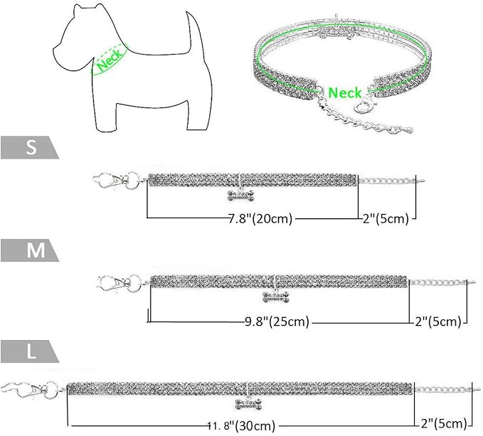 Pet Collar with Diamonds, Adjustable Crystal Diamond Elastic Heart Claw Pendant - Image 3