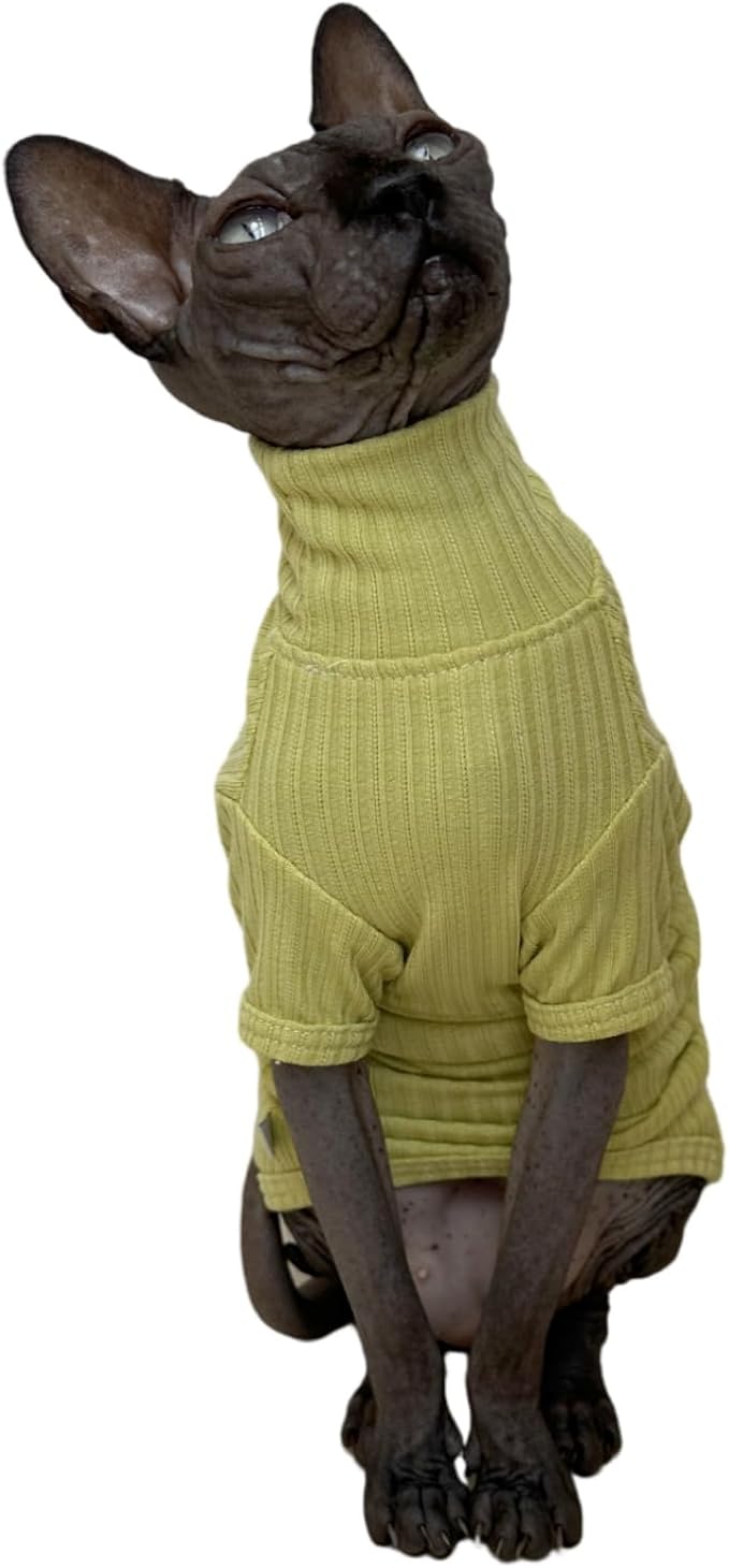 Sphynx Cats Shirt Cat Turtleneck Cotton Sweater Pullover Kitten T-Shirts - Image 3