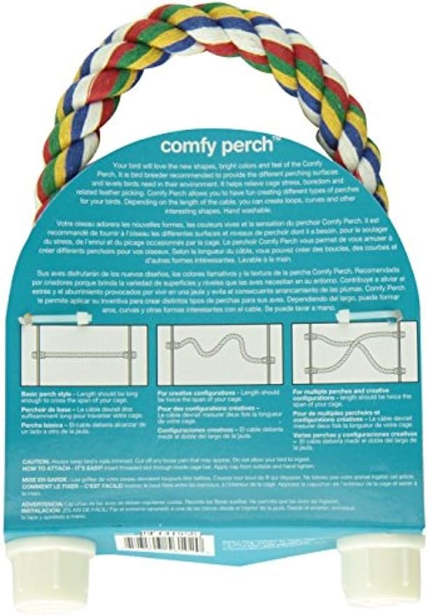 JW Pet Comfy Perch For Birds Flexible Multi-color Rope, Medium - Image 7