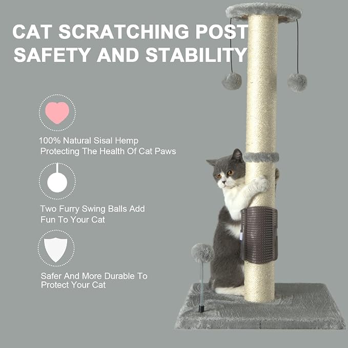 PEEKAB 32" Tall Cat Scratching Post Sisal Scratch Posts - Image 6