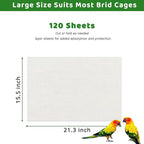 ZIQON 120 Pcs Bird Cage Liner Papers Big Size Cage Paper Liners Disposable Cage - Image 2