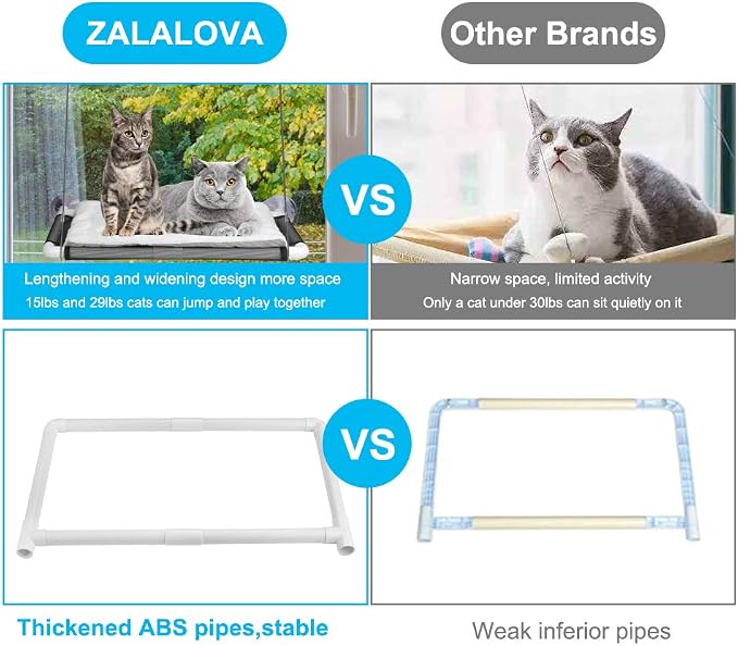 ZALALOVA Cat Window Perch Seat Large Sturdy Cat Beds Fleece Blanket 2025 Latest - Image 5