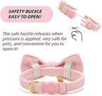 Soft Corduroy Cat Collar with Bell and Bowtie, Safety Breakaway Clasp, - Image 3