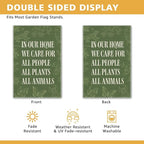 In Our Home We Care for All People Plants Animals Garden Flag, Double Sided - Image 3