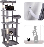 71'' Velvet Cat Climbing Frame, Large Top Padded Perch and Playhouse, - Image 5