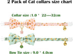 2 Pack Cat Collars, Removable Bowtie, Floral Pattern, Safety Breakaway Clasp - Image 3