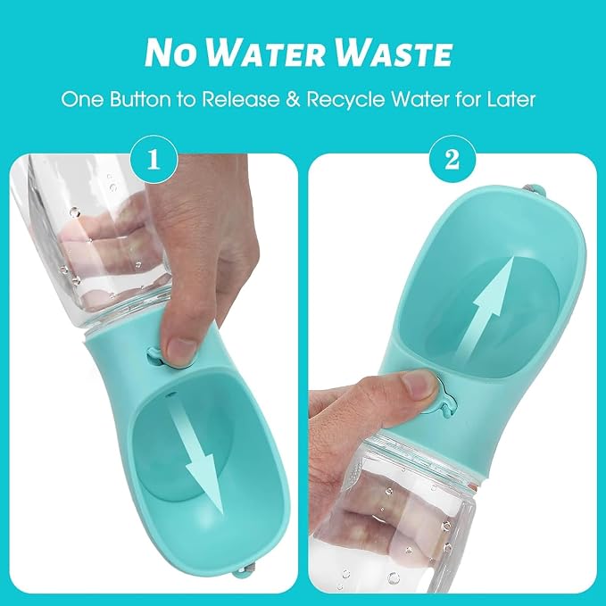 2-in-1 Dog Water Bottle with Food Container - 10oz Leak-Proof Travel Water - Image 4