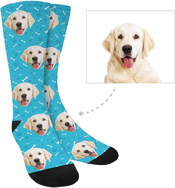 MyPupSocks Custom Personalized Photo Pet Face Socks, Cat and Dog Tracks Paws - Image 3