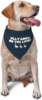 Silly Goose on The Loose Triangle Dog Bandana, Summer Bandana Funny Triangle by vercosee