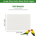 ZIQON 120 Pcs Bird Cage Liner Papers Big Size Cage Paper Liners Disposable Cage - Image 2