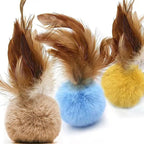 Cat Toys - Rainbow Wand, Feather Flips Plush Ball, Interactive Feather Teaser - Image 2