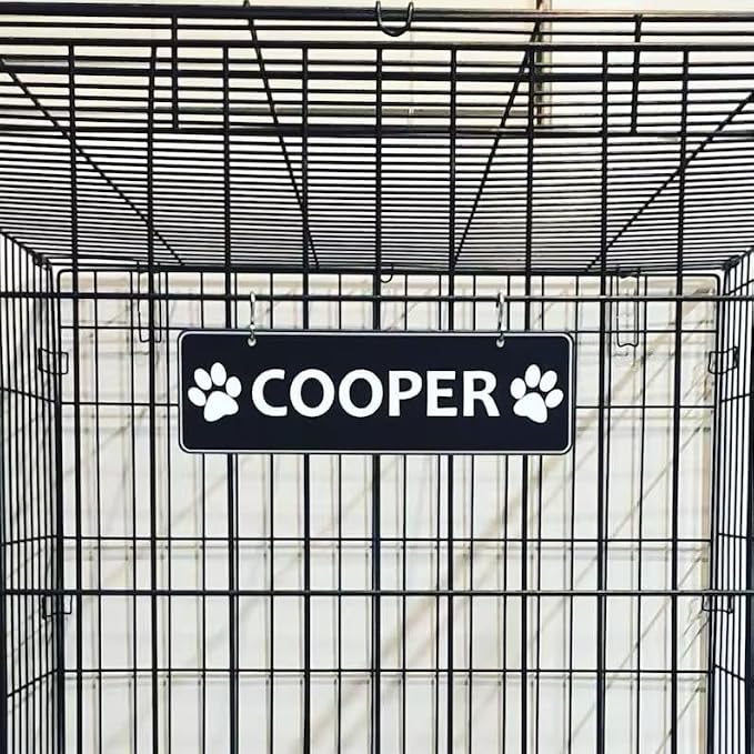 Personalized Kennel Name Plate Dog Paw Crate Pet Tag Doghouse Sign by Custom
