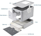 Cat Litter Box with Litter Mat and Scoop, Large Covered Litter Box with Lid - Image 5