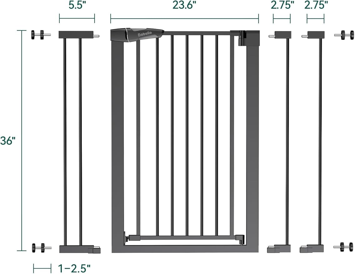 BABELIO 36" Tall Baby Gate, 26-40" Wide Auto Close Pet Gate, PressGuard C5 - Image 7