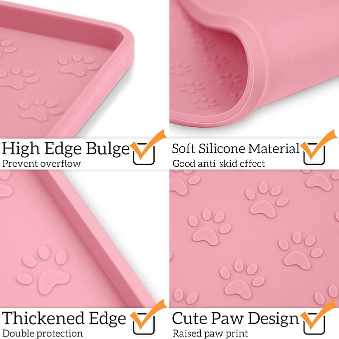 Ptlom Silicone Pet Placemat for Dog and Cat, Waterproof Anti-Slip Pet Feeding - Image 4