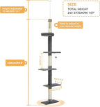 PETEPELA Cat Tower 5-Tier Floor to Ceiling Cat Tree Height Adjustable, Tall - Image 2