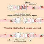 2 Pack Cotton Breakaway Cat Collar Pink Strawberries and White Heart Shaped - Image 7