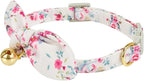 2 Pack Cotton Cat Collar, Removable Bowtie, Floral Pattern, Safety Breakaway - Image 3