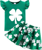 Girls Skirt Set 2 Piece Outfit Toddler Summer Clothes Ruffle Sleeve T-Shirt Bow by zarmfly