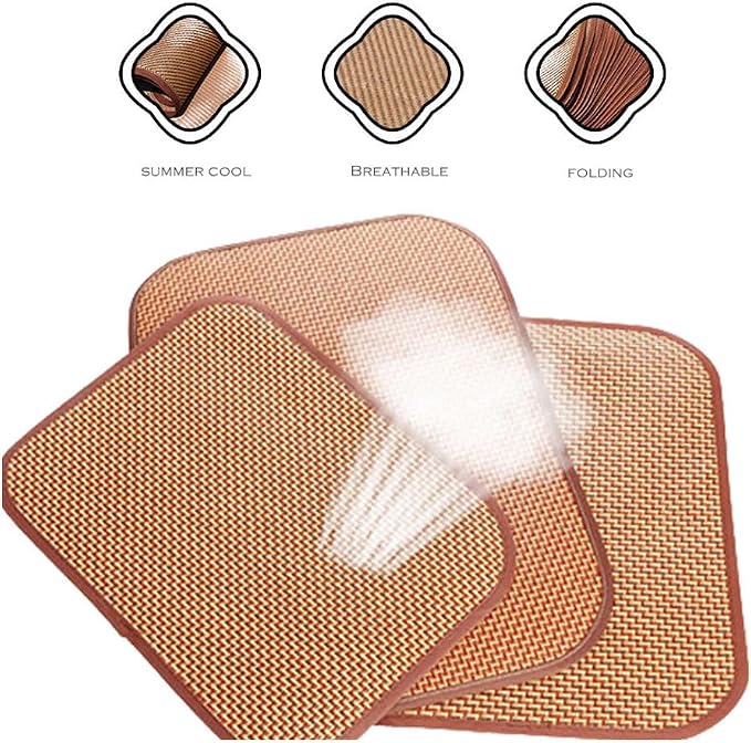 2 Pack Cat Cooling Mat Self Cool Pad Seats Summer Bamboo Rattan Woven Sleeping - Image 3