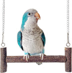 Natural Wood Parakeet Swing Toy, Budgie Wooden Perch Stand, Small and Medium - Image 4