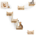 Cat Wall Shelves for Large Cats – Pine Cat Wall Furniture 9-Piece Climber Set by MIUZMORE