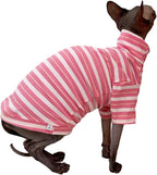 Vintage Stripes Sphynx Hairless Cats Shirt Cotton Cat Turtleneck Pet Clothes - Image 5
