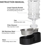 RIZZARI Dog Food Water Dispenser: 7L Large Black Stainless Steel Gravity Water - Image 2