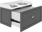 PawHut Feeding Station with Storage Drawer, Food Storage Cabinet with 2 - Image 6